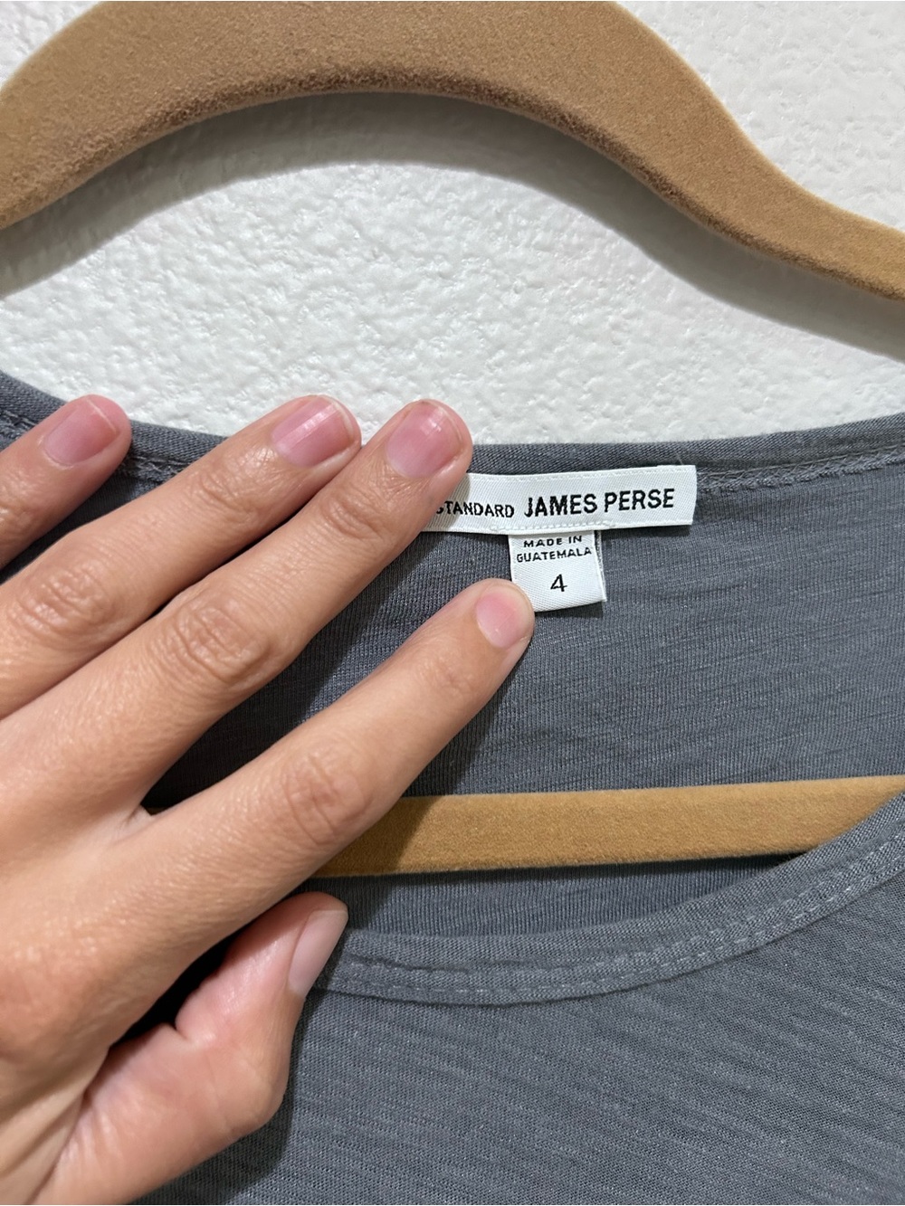 Standard James Perse Light Gray Long Sleeve Crewneck Top - Picture 3 of 6